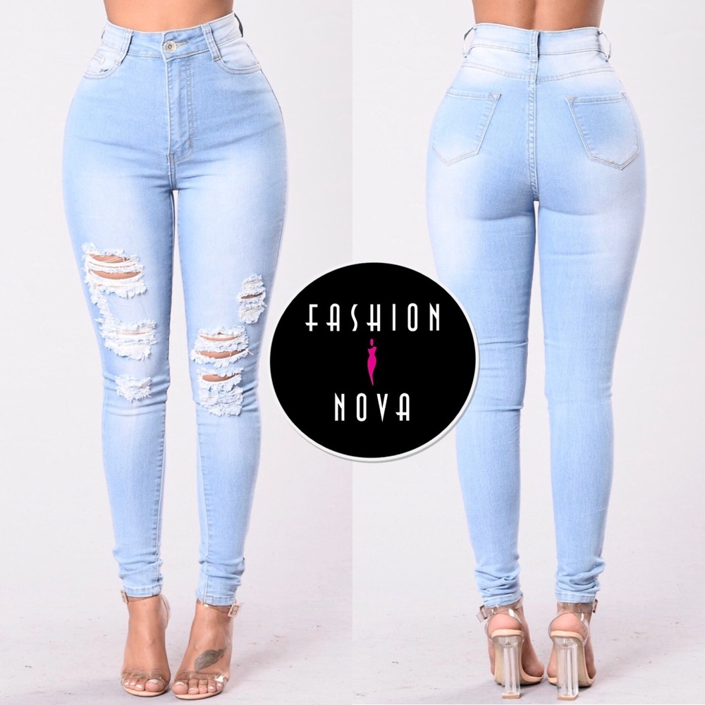 Fashionnova Light Blue Stretch Denim Jeans